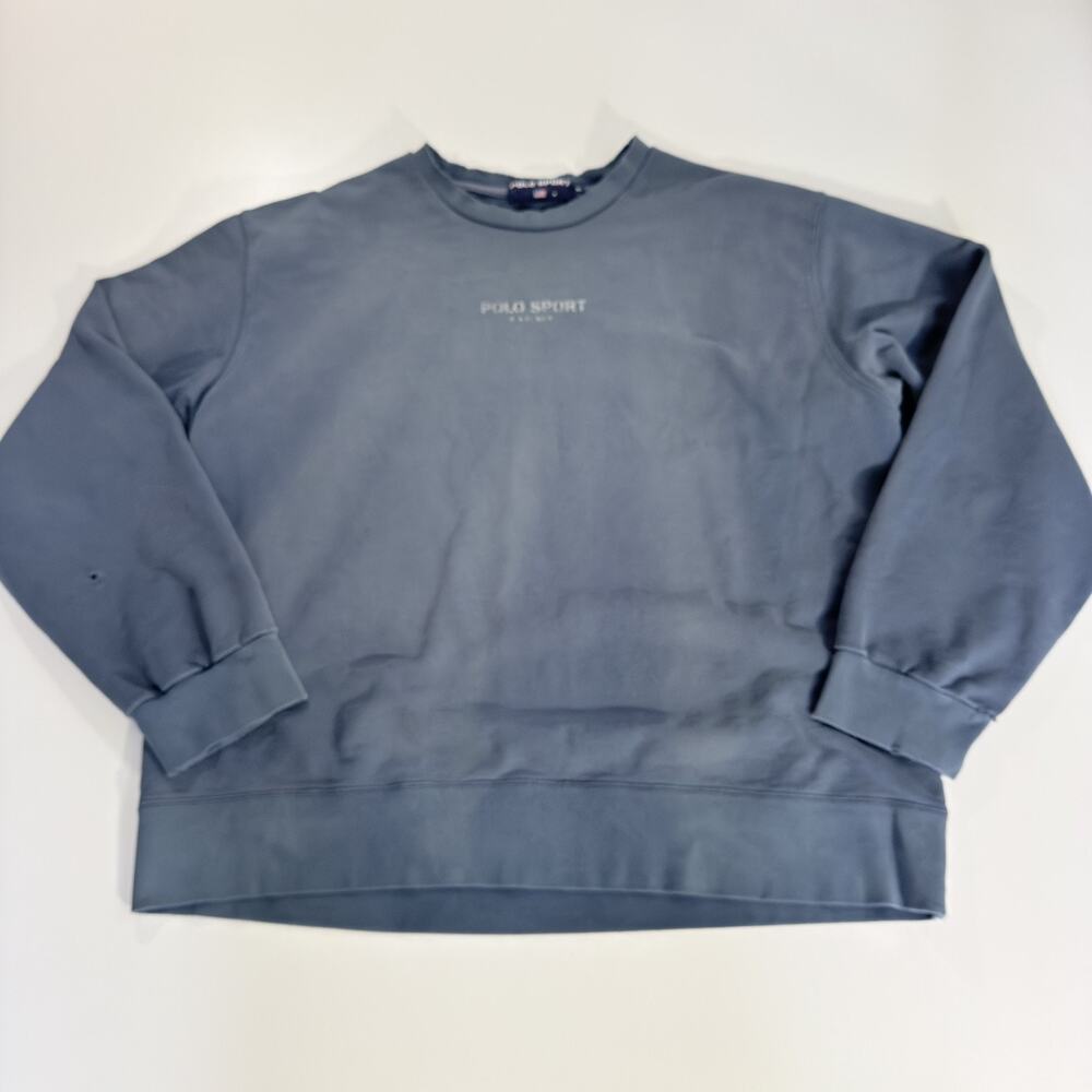 Vintage Polo Sport Ralph Lauren Mens XL Crewneck Sweatshirt Teal Blue Pullover